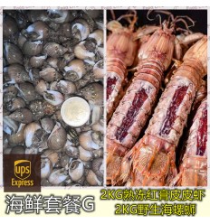 (空运发货包邮UPS欧盟16国）海鲜套餐G【2KG熟冻红膏皮皮虾+2KG野生海螺蛳】 seafood