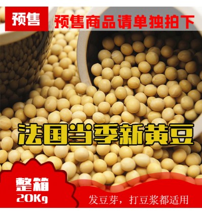 （超大包装20Kg）法国产本地当季黄豆（豆浆，豆芽适用） Soy beans