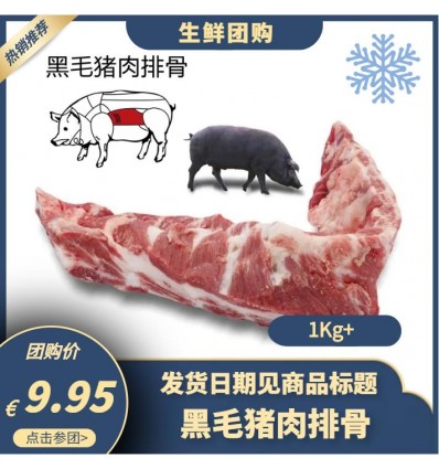 （U类只发特快和自配送）伊比利亚橡果园放养 黑毛猪*肉排骨（有点肥有橡果味） Iberic pork ribs 900g